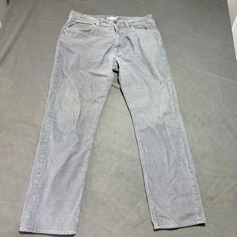 J Crew Corduroy Pants Mens 35x32 Gray Straight Leg Cotton Casual Trousers